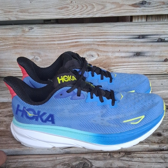 Hoka Other - Hoka Clifton 9 Men's Blue and Red Athletic Shoes